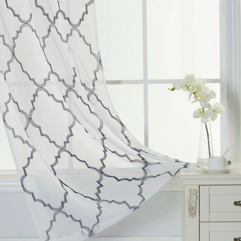 Lillias Sheer Curtain Pair, Navy