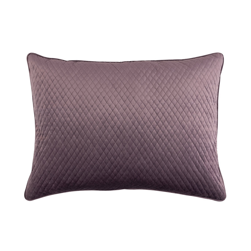 Housse de coussin en velours matelassé et insert Valentina, Mauve, 27 po x 36 po