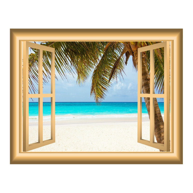 Décalcomanie murale scènes de plage window, H 24 po x l 30 po x P 0,01 po