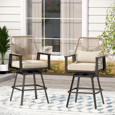 Patio Bar Stool With Swivel & Cushion by Alphamarts