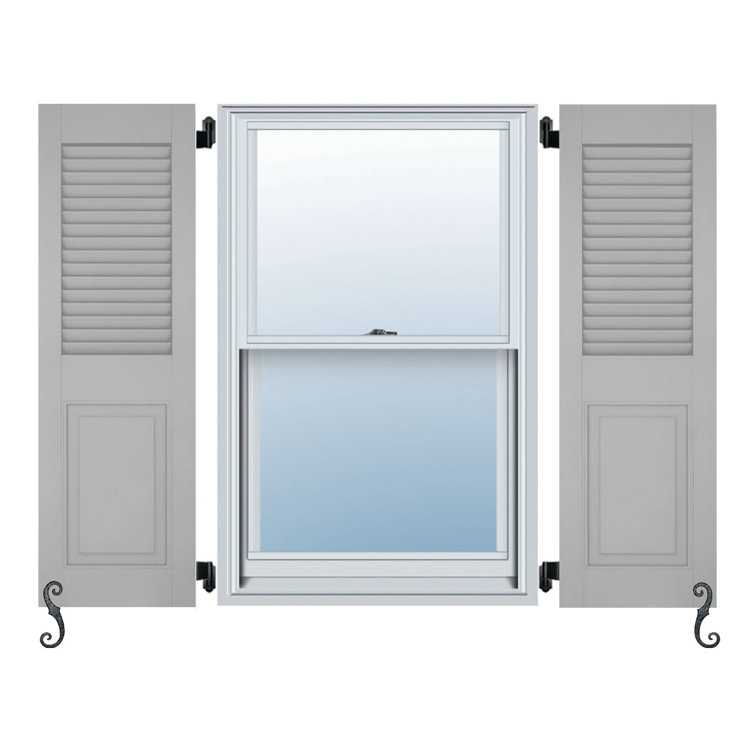 Atlantic Architectural Louvre Top & Raised Panel Bottom, Combination Shutter Pair