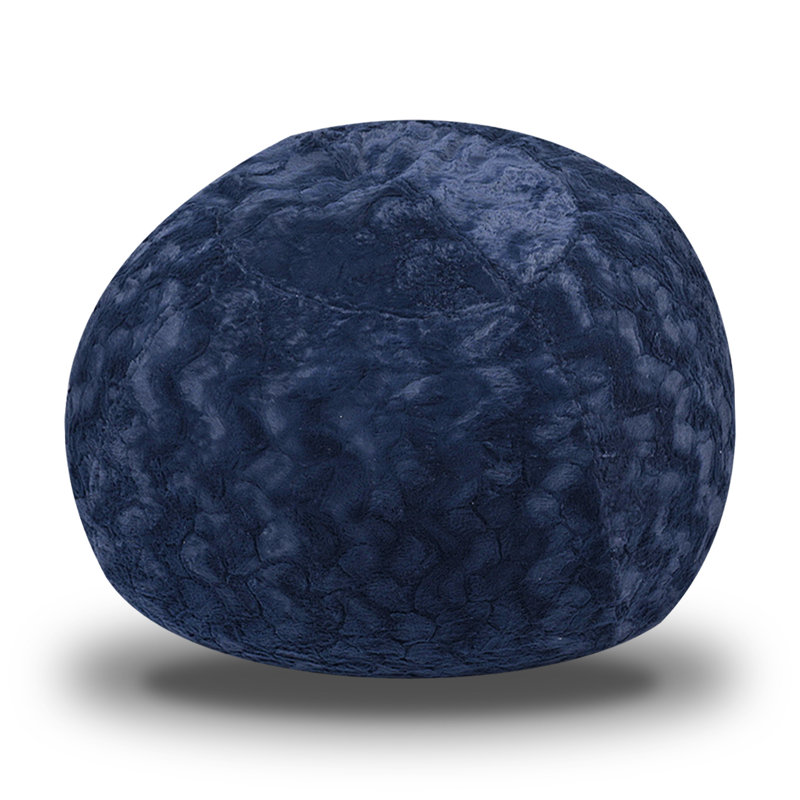Fauteuil à billes en fausse fourrure, Fausse fourrure bleu marine, H 30 po x l 45 po x P 45 po