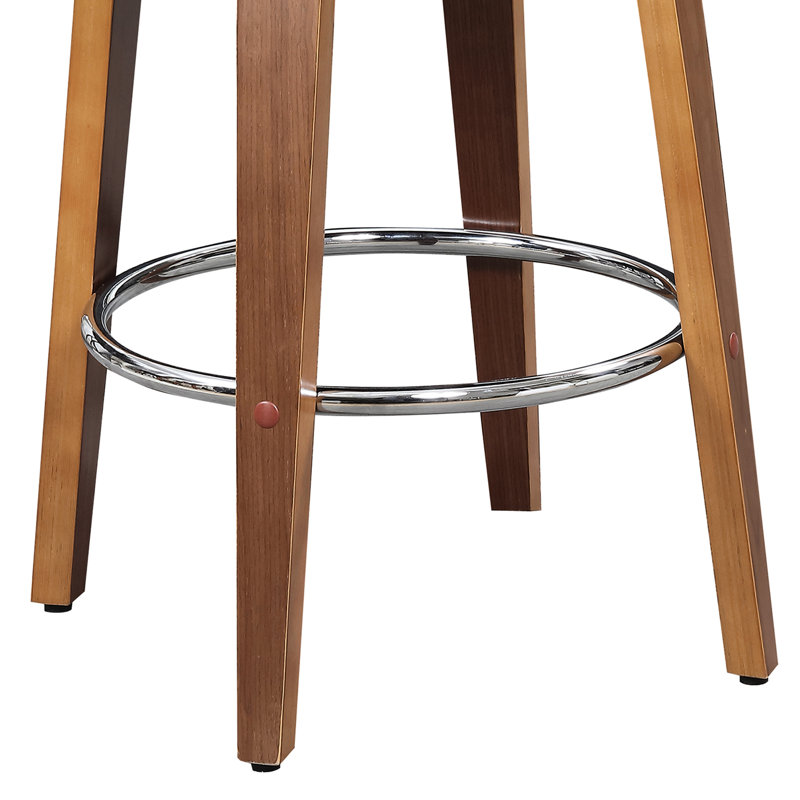 Pivotant de 27 pouces avec bois et similicuir, abat-jour rose, style Mid-Century, pivotant à 360 °, pour comptoirs, rotation noire, repose-pieds polis