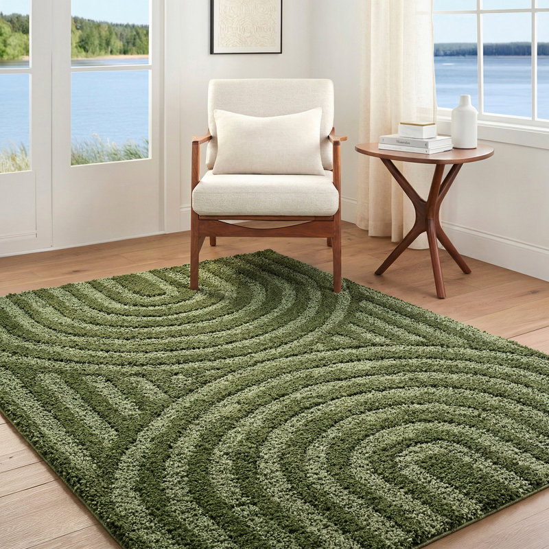 Rodos-Modern Modern Rug, Medium Green/Dark Green, Rectangle 200 x 275cm