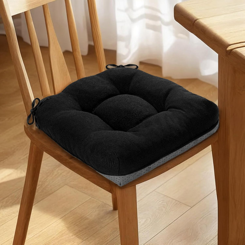 Set Of 4 Dining Chair Cushions Black