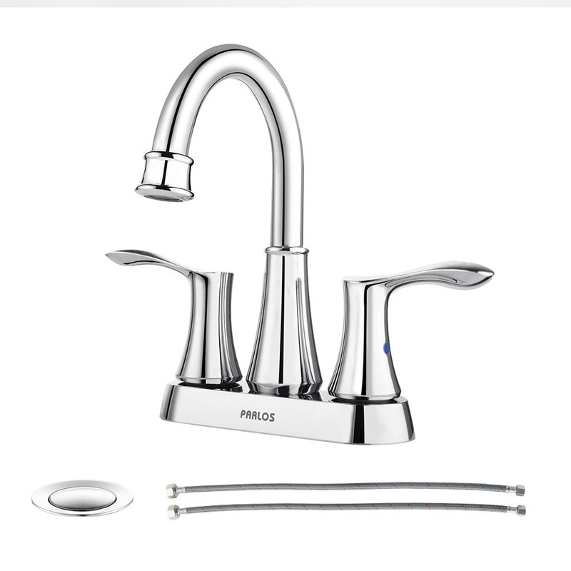 Centerset 2-handle Bathroom Faucet with Drain Assembly, Polished Chrome