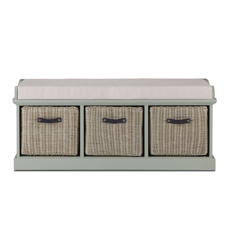 Anjou Upholstered Storage Bench, Sage Green/Brown