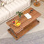 Table basse Kempst avec tablette de rangement, table de cocktail rustique campagnarde brune avec structure en métal, table d'appoint à 2 niveaux en bois et en métal pour le salon, appartement ou petits espaces-1675793078