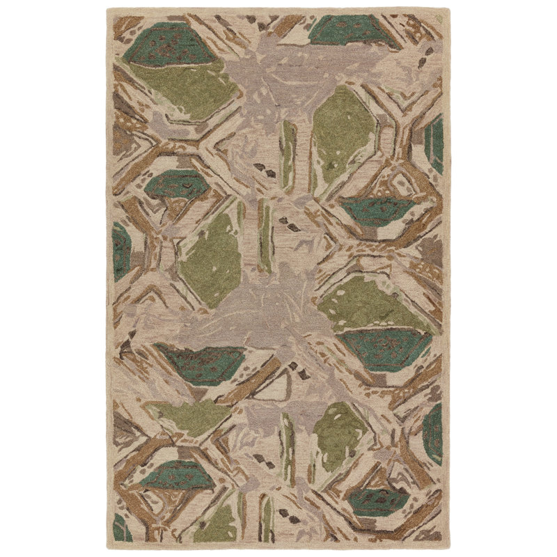 Zoe Bios By Jaipur Living Orto Botanica HNC02 Handmade Abstract Green and Taupe Area Rug (6'x9'), Rectangle 8' x 10'