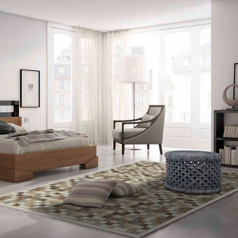 Hera Cowhide Geometric Area Rug, Rectangle 10' x 14'