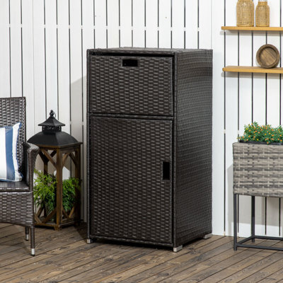 Outdoor Towel Rack & Pool Toy Cabinet/Hot Tub Accessory Storage, 24"x24"x47" by Outsunny