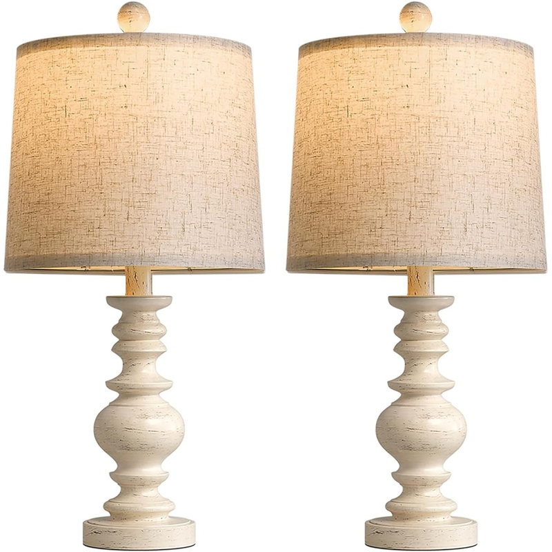 Ensemble de 2 lampes de table 20 "blanc antique