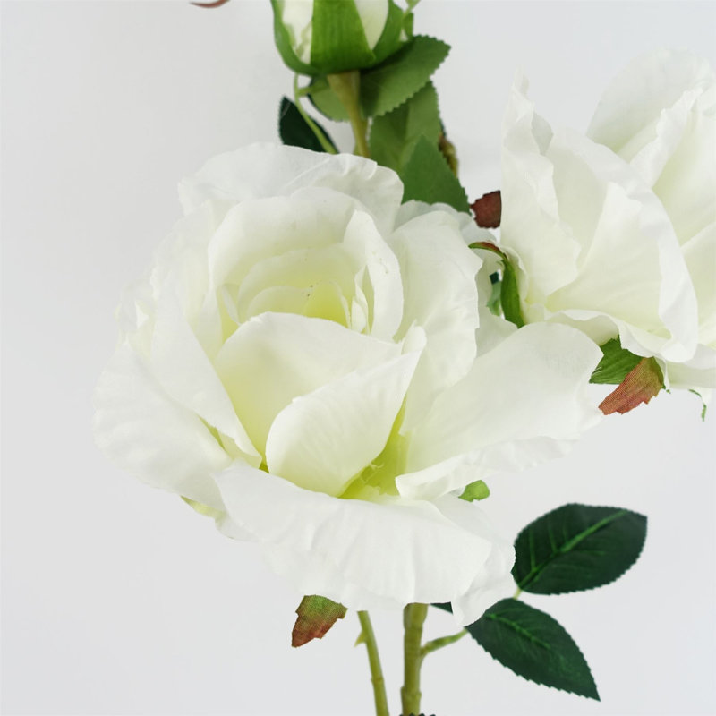 Pack of 6 x 80cm White Rose Stem