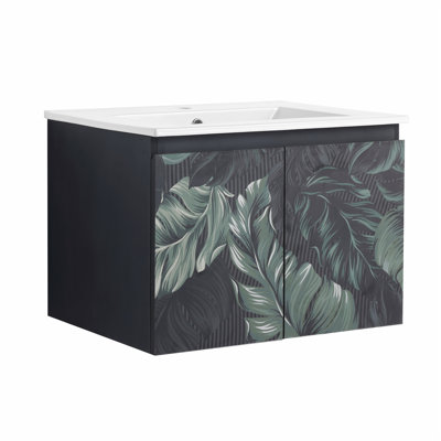 Single Fashionable Wall-Mounted Bathroom Vanity With Ceramics Sink For Bathroom