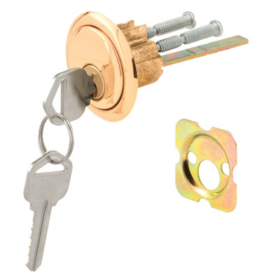 Verrou cylindrique à rebord, trou central de 3/4 po, moulé sous pression, laiton plaqué, Kwikset (paquet de 1)