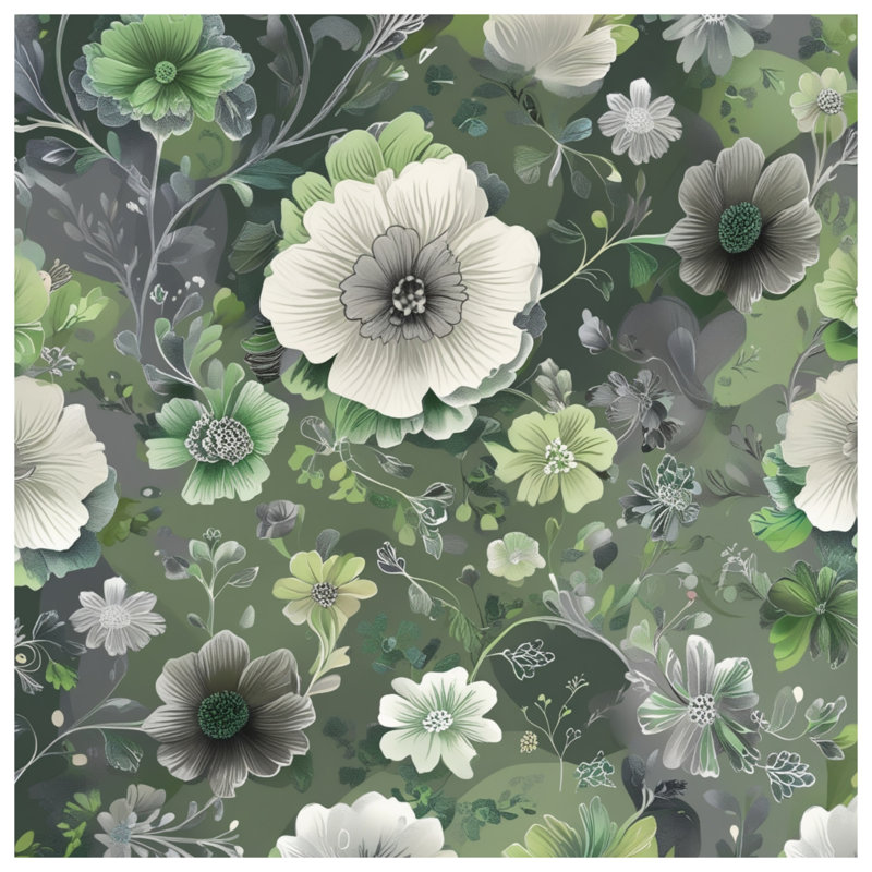 Rideaux vert transparent à motif floral et rideaux à motif floral - 1 panneau, 50" x 92" - 1 Panel, Blockout