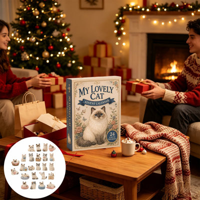 Décorations de Noël, chats, calendrier de l'Avent, 24 pièces, ensemble d'ornements de Noël en acrylique, décorations d'arbre de Noël pour Noël