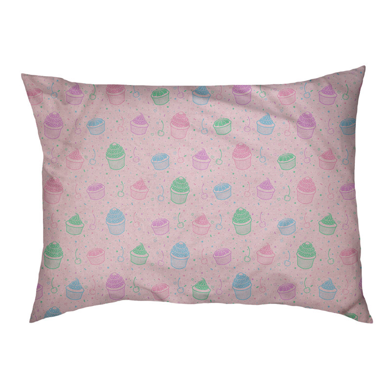 Coussin stylisé pour chat pastel petits gâteaux Byrge, L 17 po x l 52 po, Rose / Vert