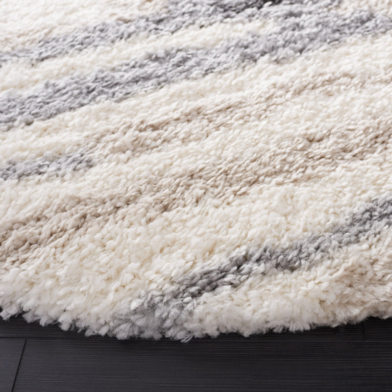 Fontana Shag 800 Performance Striped Rug, Round 6'7"