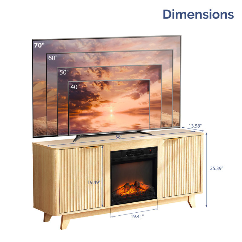 Meuble télé avec foyer Oak