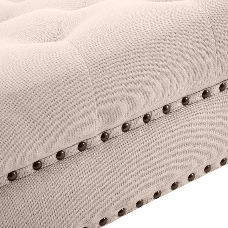 Botnick Upholstered Ottoman, Beige Polyester Blend