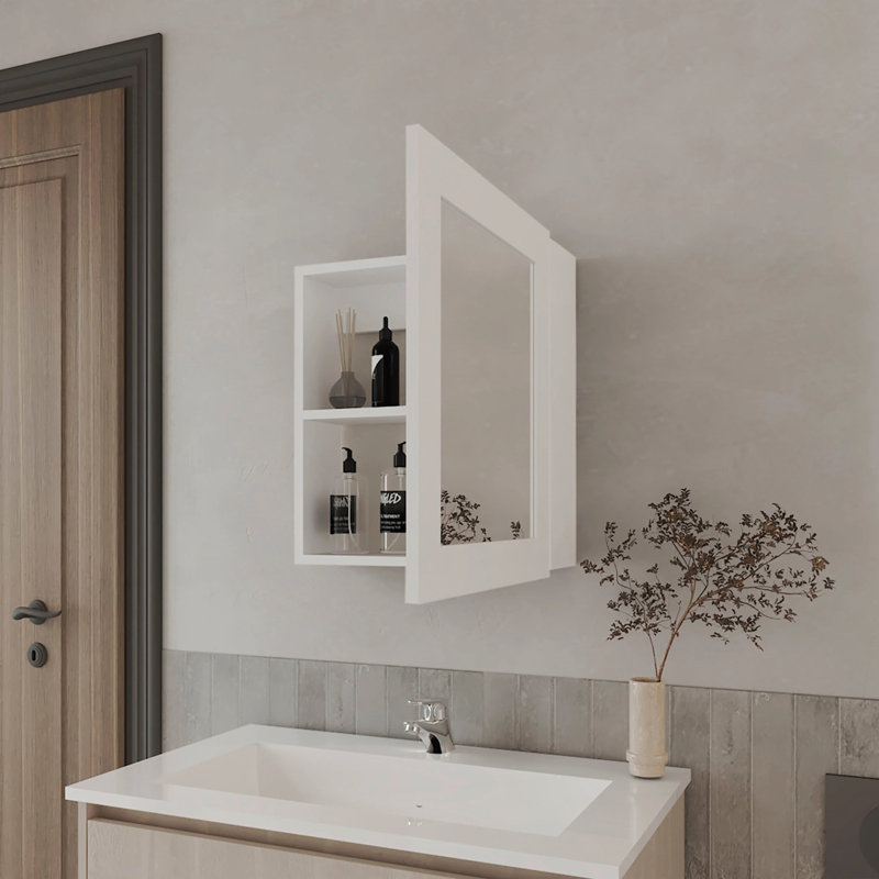 Pharmacie avec porte et miroir inclus, Blanc