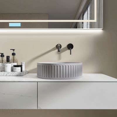 15'' Concrete Round Modern Gray Bathroom Sink