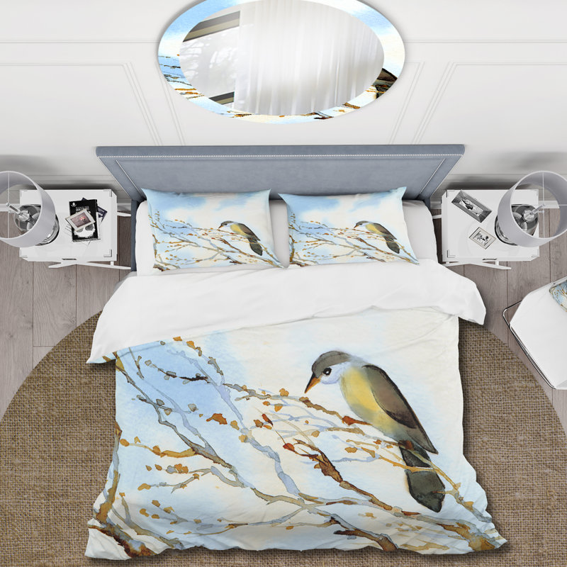 Blue/Yellow/Brown Microfiber Duvet Cover Set, King Duvet Cover + 2 King Shams