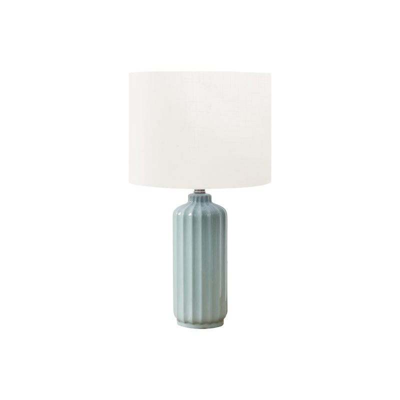 Lighting, H 23 po, lampe de table, céramique, abat-jour ivoire / crème, contemporain, moderne, Vert