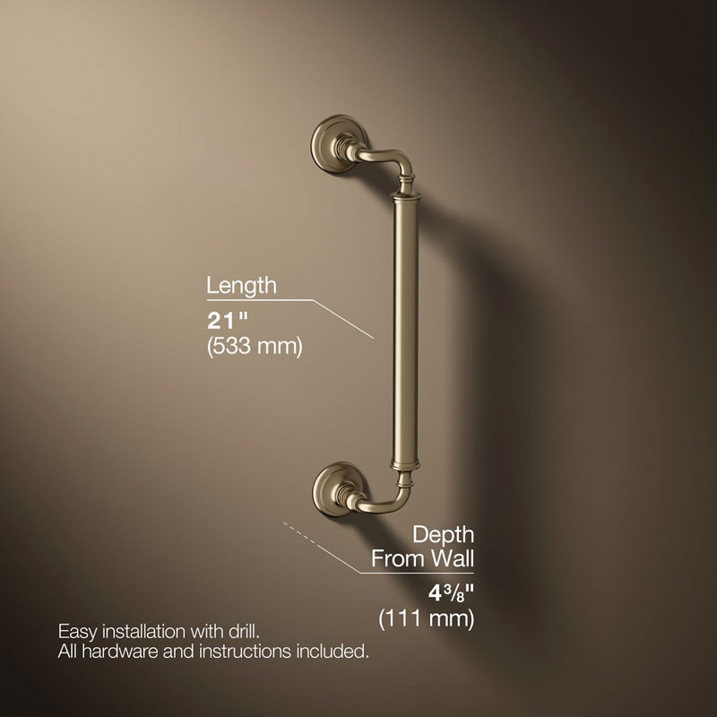 Kohler Artifacts Grab Bar, Vibrant Brushed Bronze, 18"W