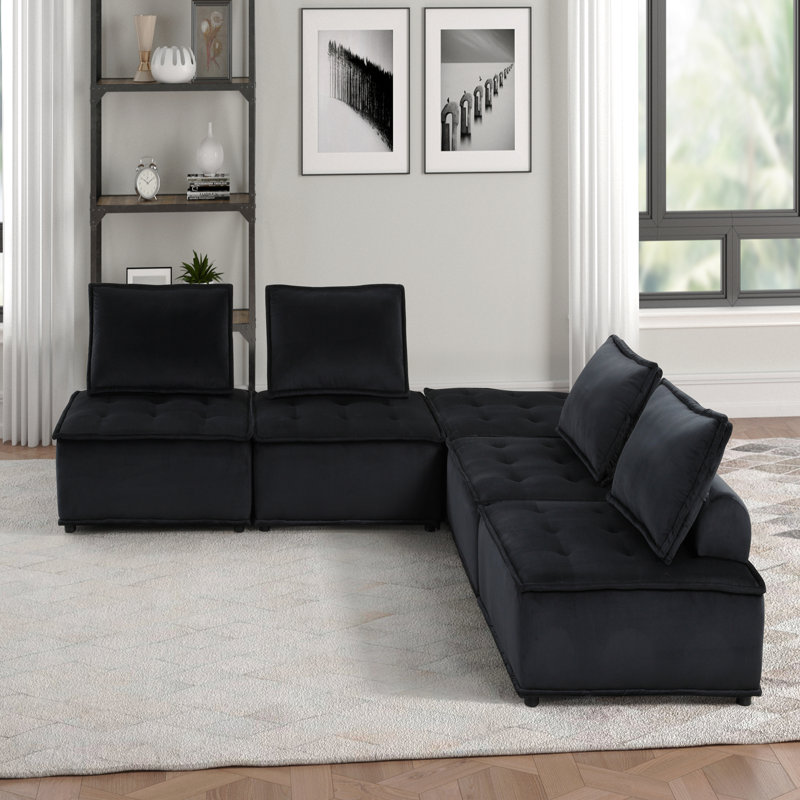Canapé modulaire Basic, velours 5 pièces 120 po