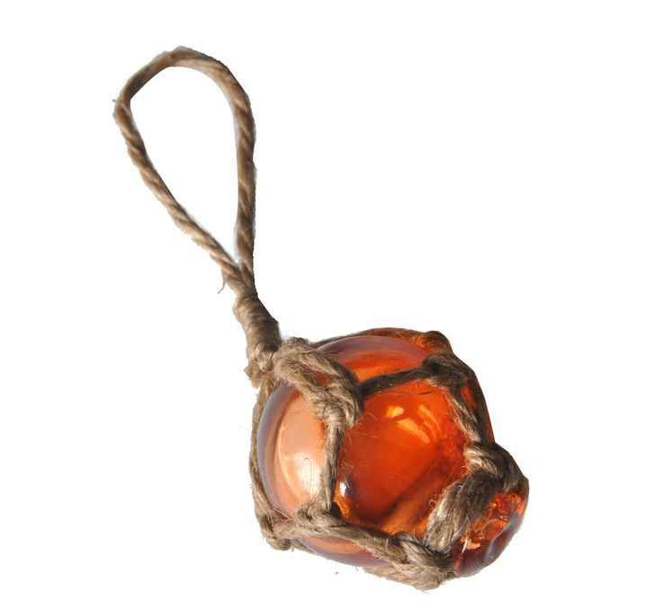 Décoration murale boule flotteur de pêche en verre japonais, Orange / Brun, H 7 po x l 3 po x P 3 po