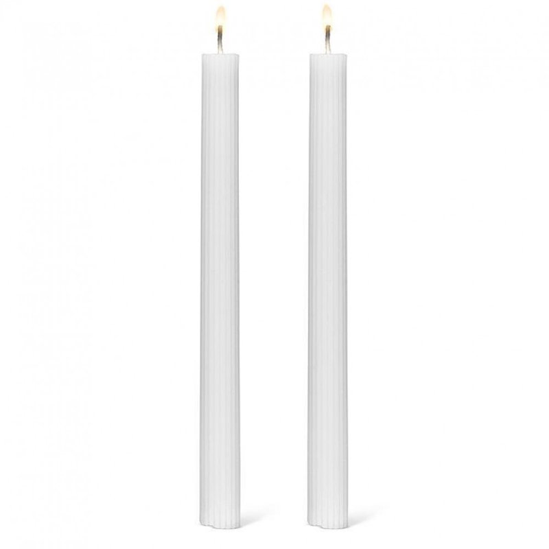 Ensemble de 2 chandelles coniques striées, White