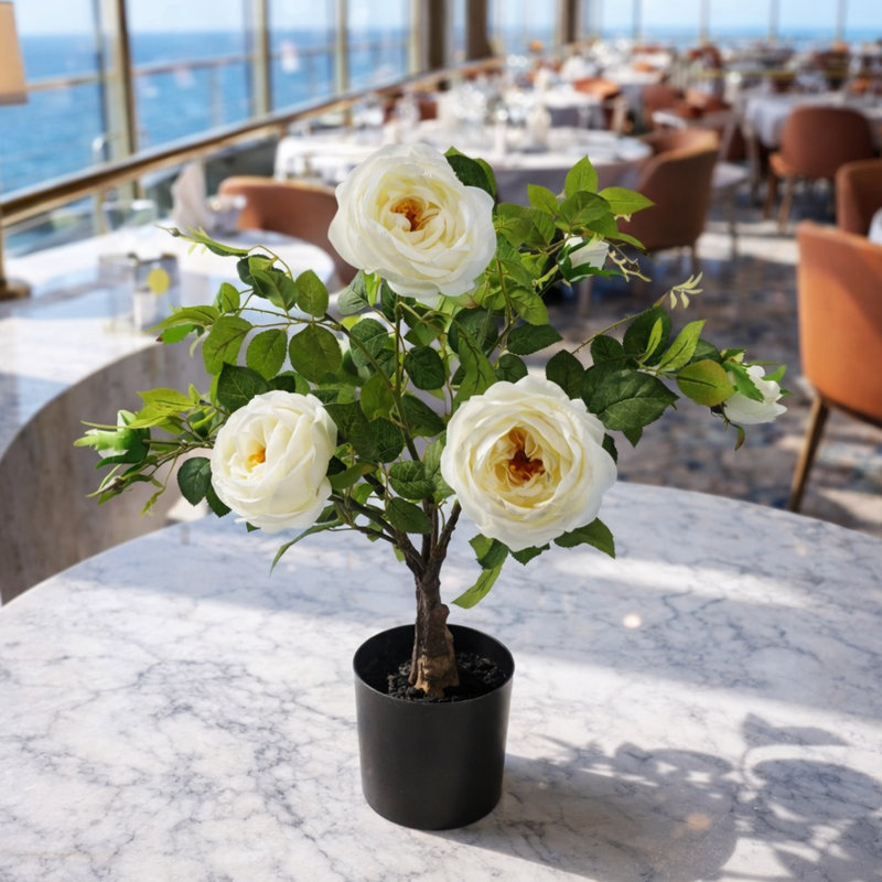 Plastic, Silk Rose Arrangement in Pot