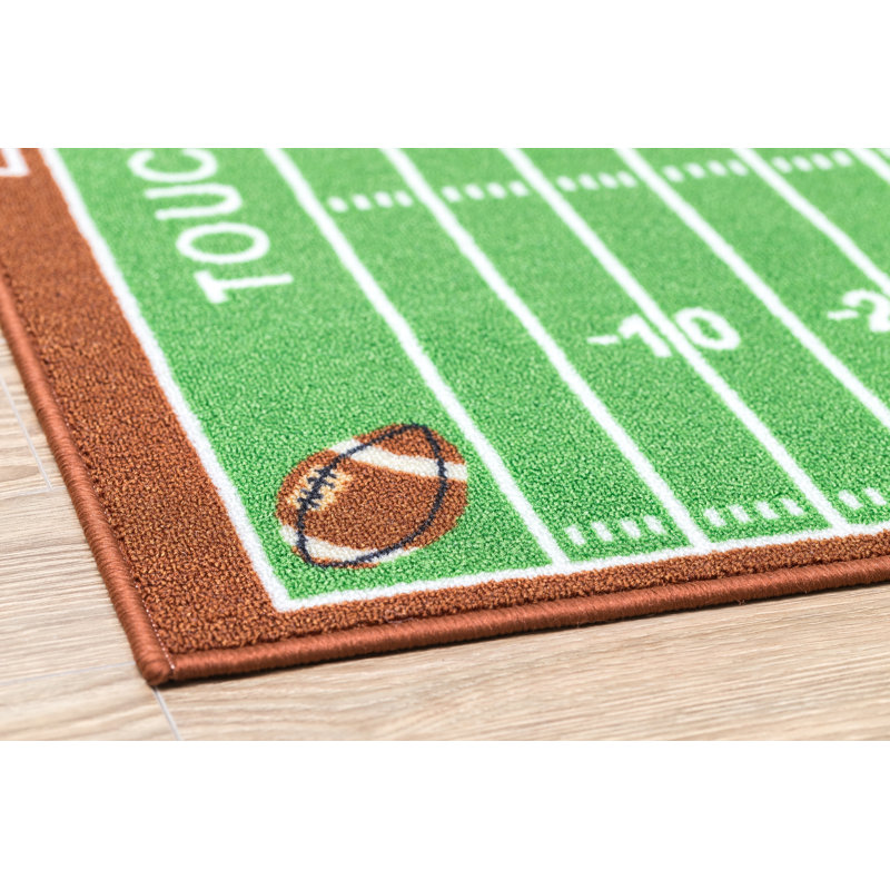 Furnish My Place Nicole 700 Corner Football Play Area Rug for Kids Playroom | Bathroom & Kindergarten Classroom | Corner Football Field Ground | Green