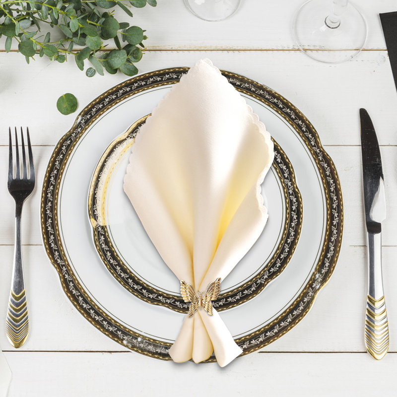 Gold Butterfly Napkin Ring Set of 4 with textured wings Design for Elegant Dining Table Decor