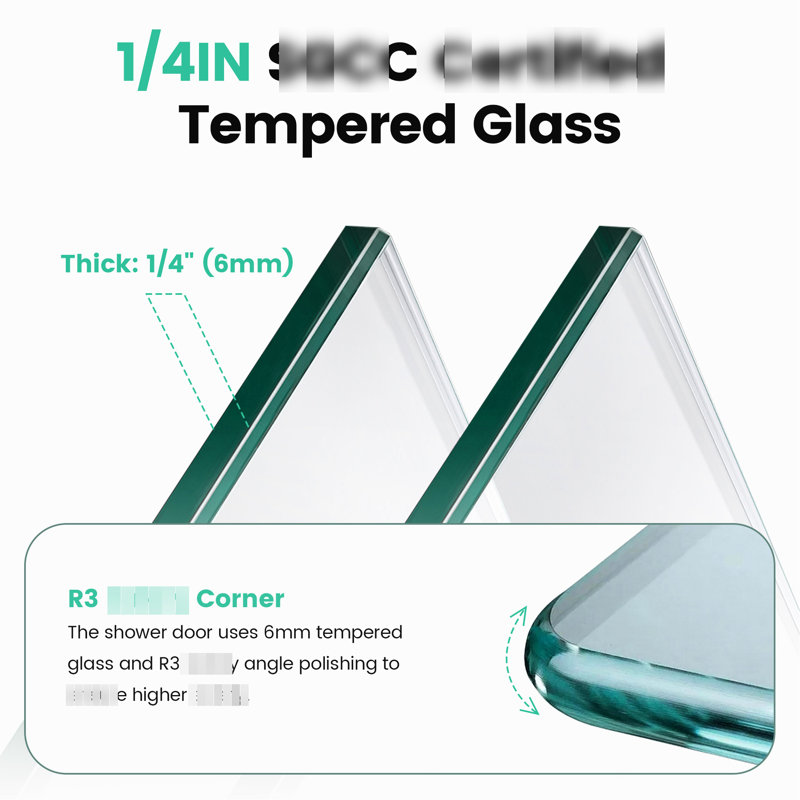 Porte de douche double en verre trempé à double dérivation, 6 mm, accessoire de salle de bain léger H 72 po coulissant l 56 à 60 po, verre, aspect attrayant