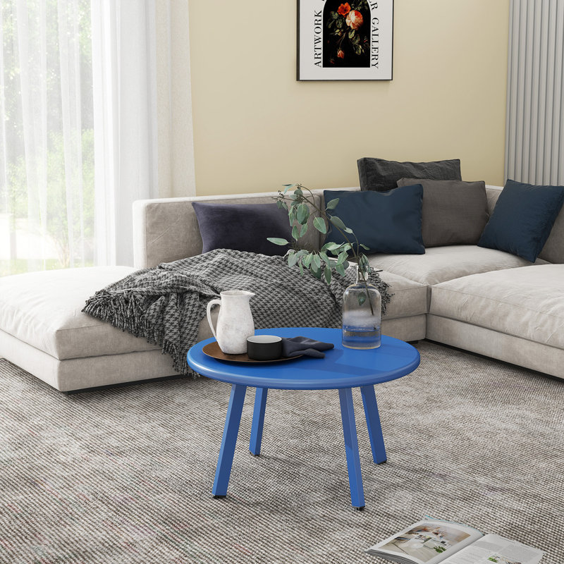 Table d'extérieur ronde 15,75 po Lakhdar, Bleu foncé