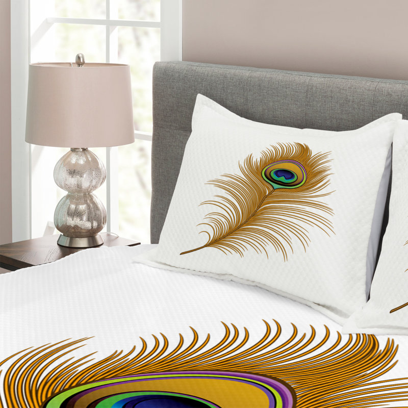 Peacock Bedspread Set with Shams, 220 x 264 cm