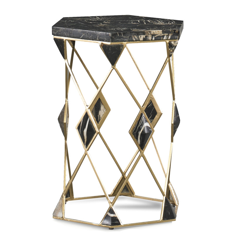 Hex Stone Top End Table
