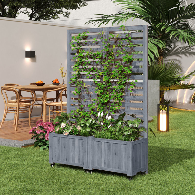 Wood Planter Box, Grey