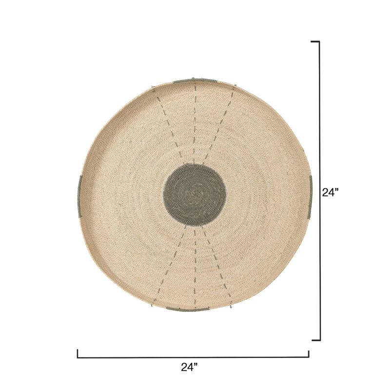 Sundial Seagrass Round Wall Art, Teal, Brown/Teal