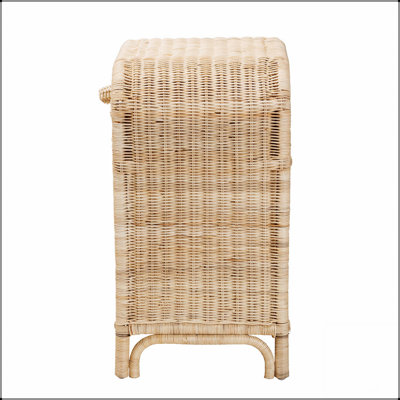 Table de chevet moderne à 1 tiroir en rotin naturel moderne de Bohème, parfaite pour un décor de chambre à coucher rustique et écologique