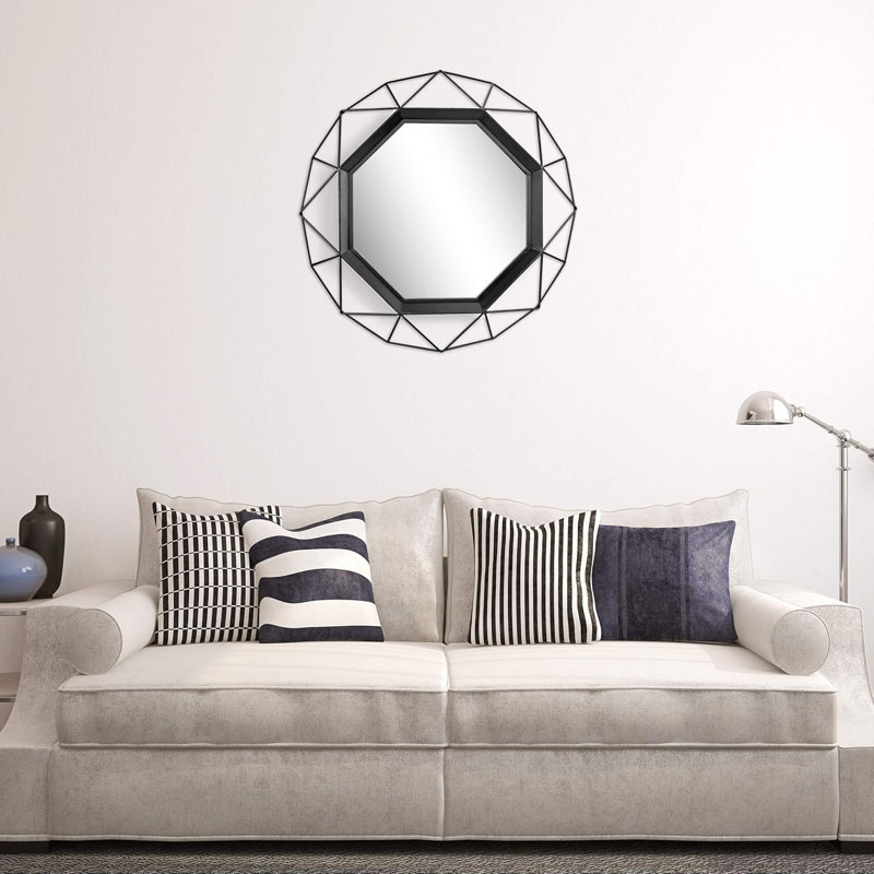 Metal Round Mirror, Black