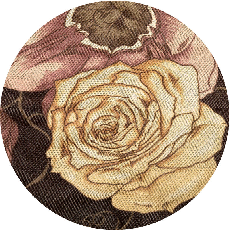 Floral Indoor Rug, Round 6'