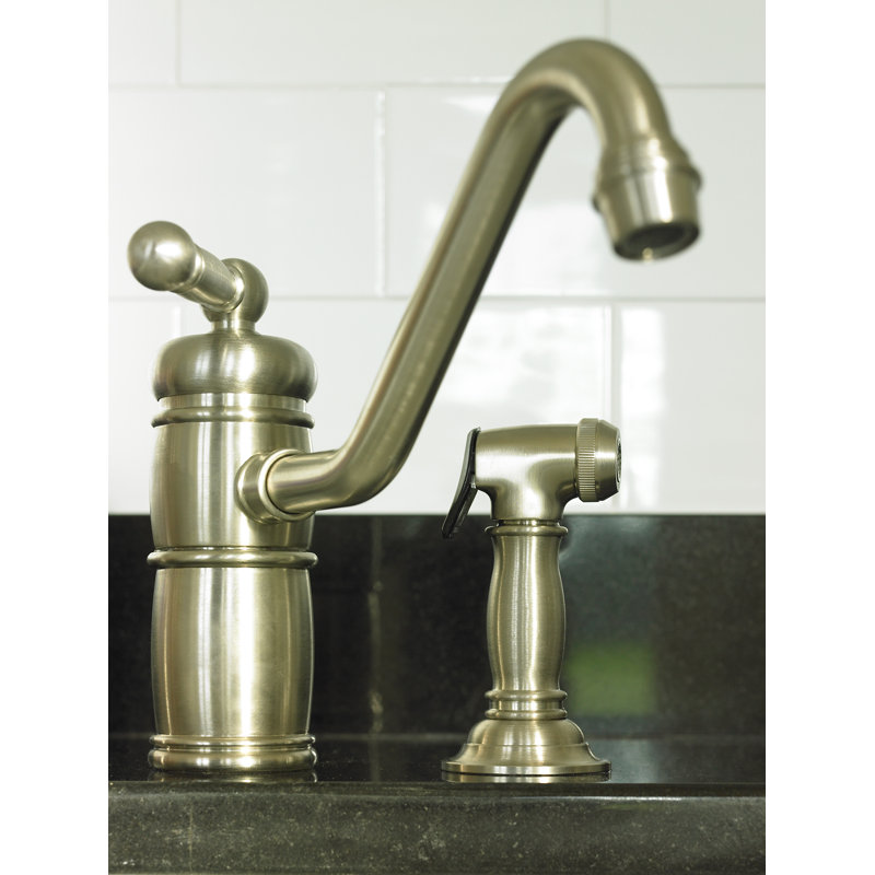 Nadya Single Handle Kitchen Faucet with Side Spray, Satin Nickel (PVD)