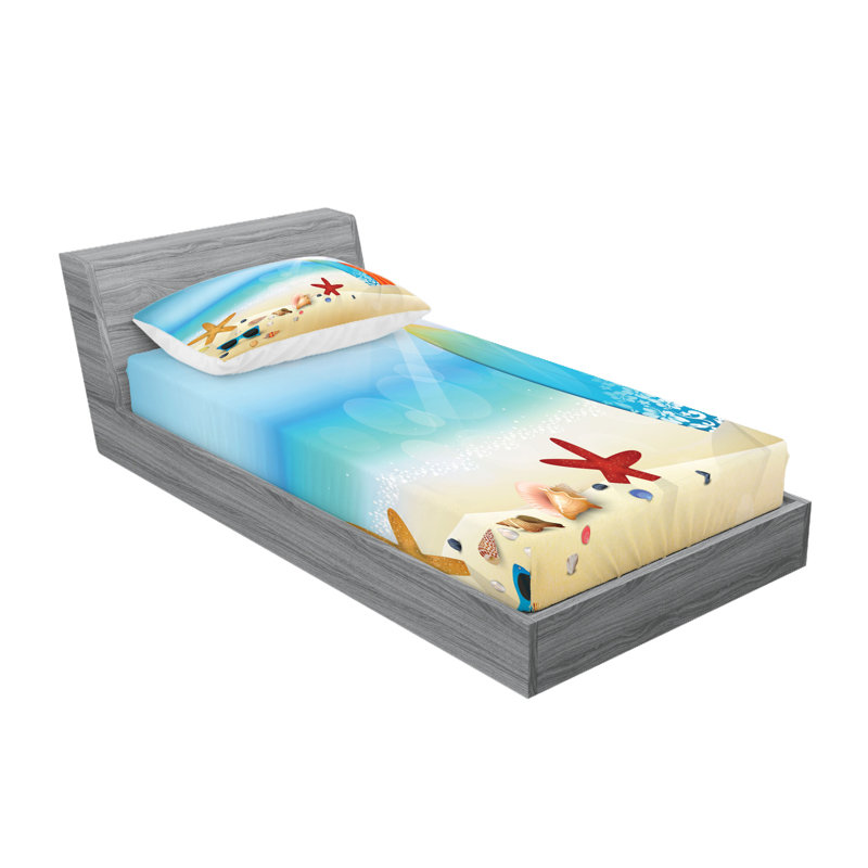 Multicolore drap-housse et coussin décoratif Ambesonne, Ensemble de draps pour lit simple + 3 pièces supp