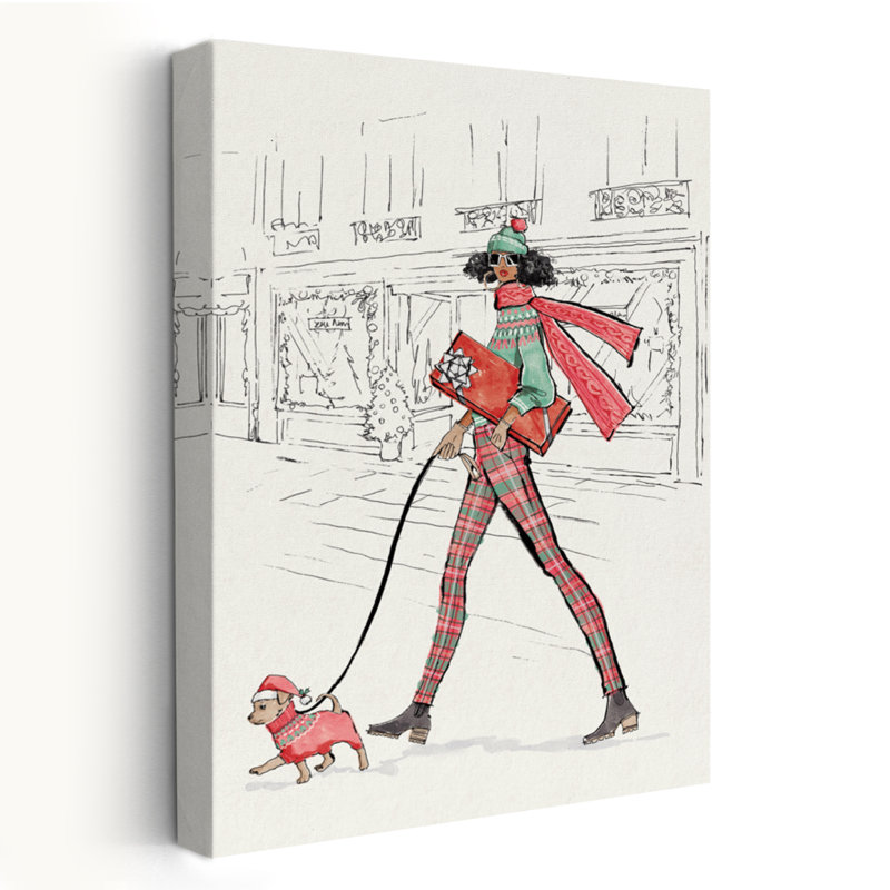 Holiday Fashionistas III - Animals Black Chic Chihuahua Art, 60" H x 40" W