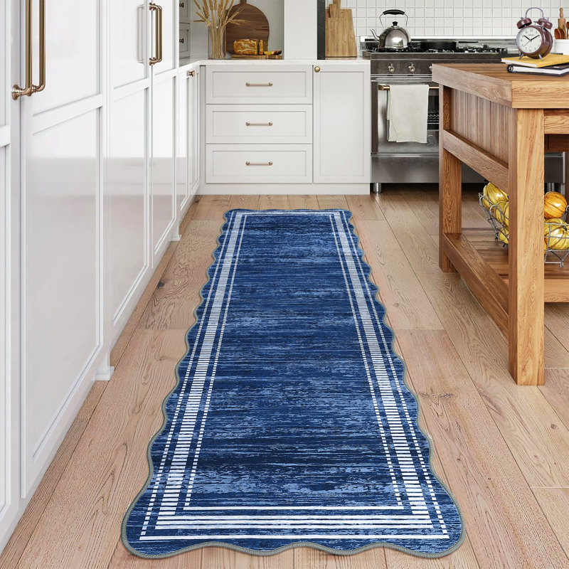 Scalloped Washable Rug Area Rugs for Living Room Modern Rugs Abstract Non-Slip Accent Carpet for Dining Room Home Office Bedroom
