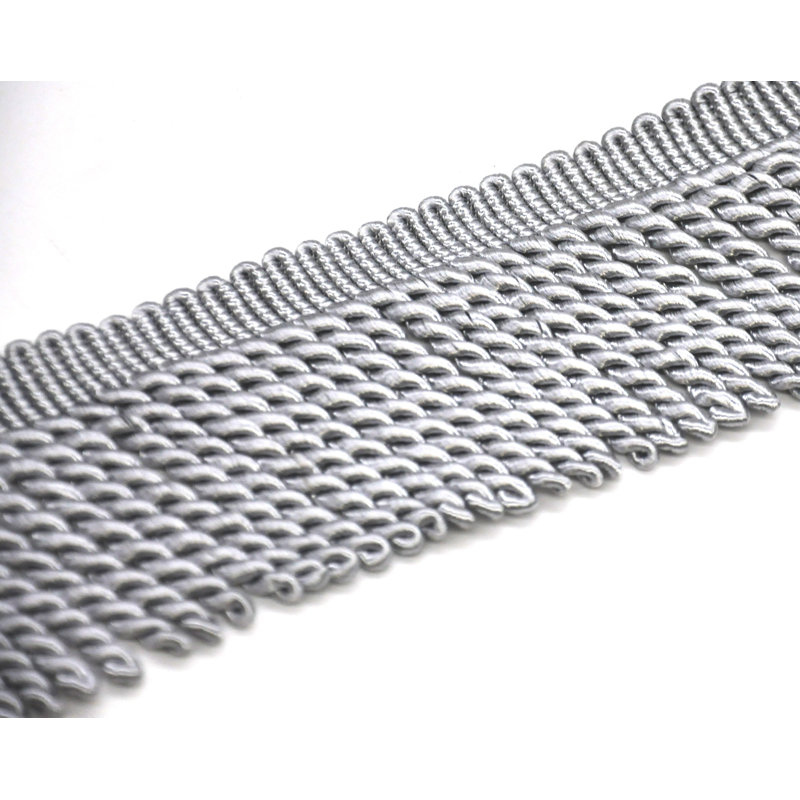 Fringe Trim Fabric, Silver